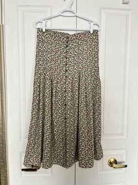 H&M Floral Print A-Line Midi Skirt
